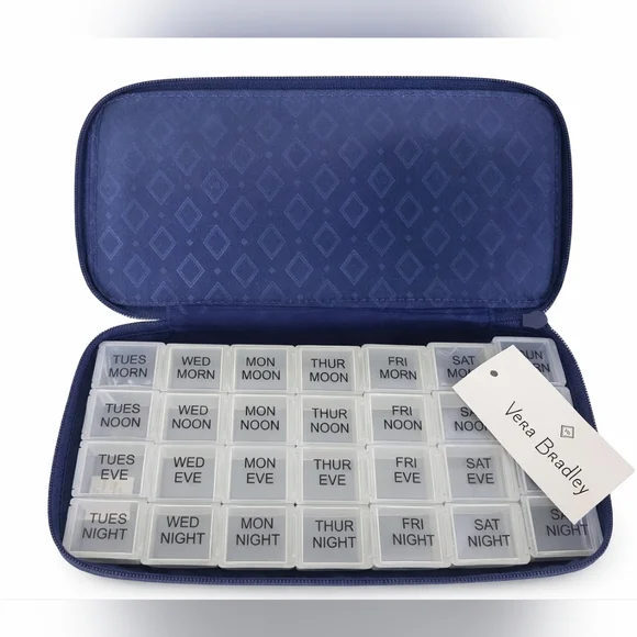 Vera Bradley Navy and White Floral Pill Bag/Box - Picture 2 of 2